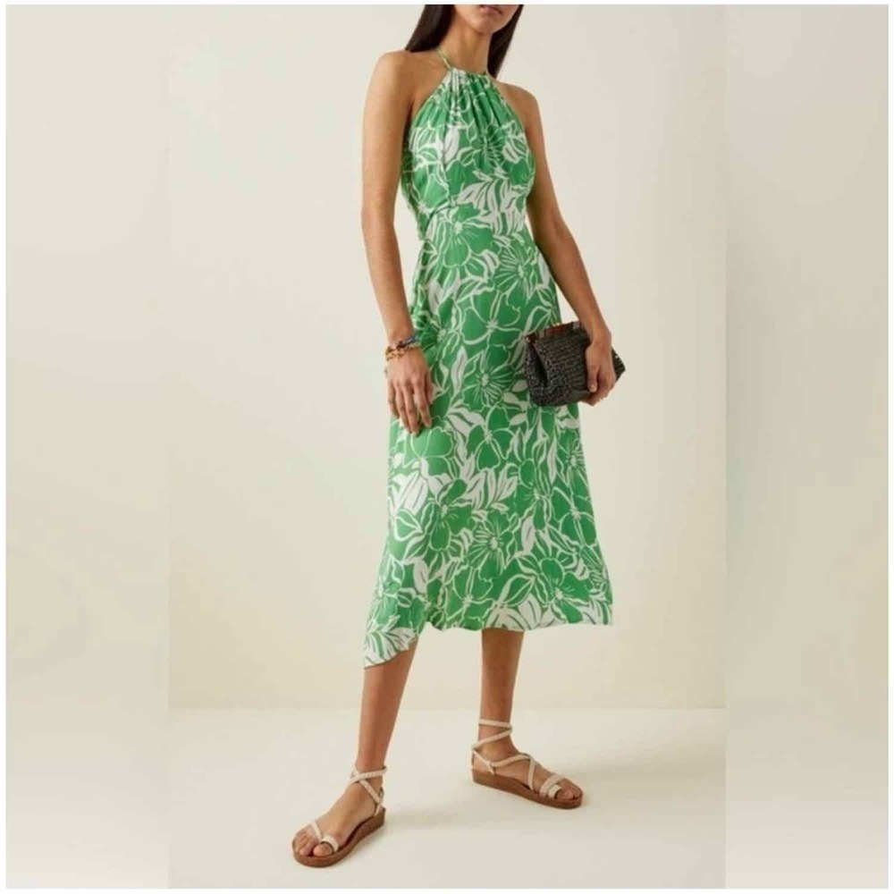 Faithfull The Brand Taormina Floral Crepe Halter Neck Midi Dress - Picture 6 of 14